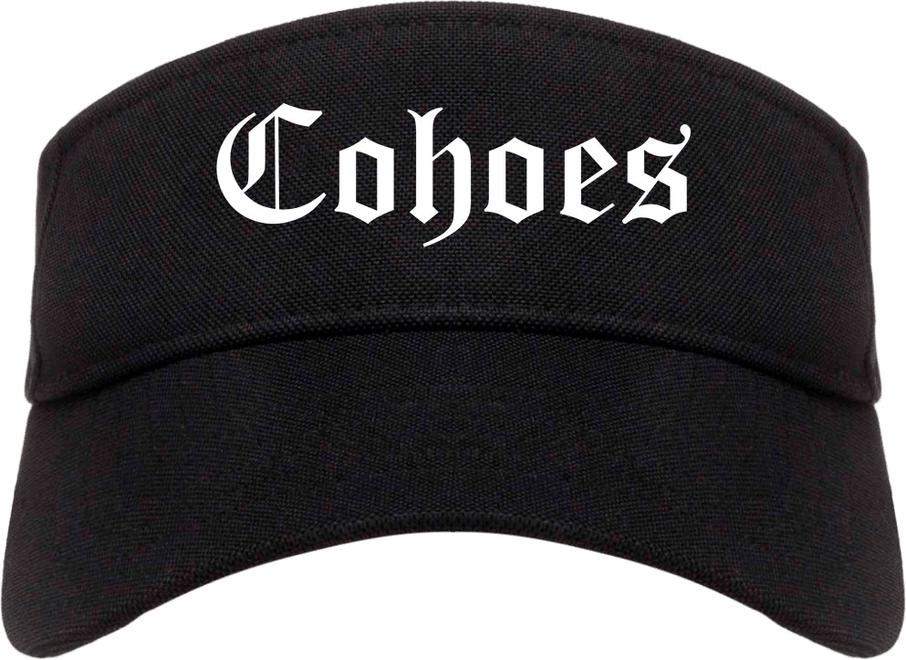 Cohoes New York NY Old English Mens Visor Cap Hat Black