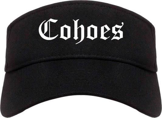 Cohoes New York NY Old English Mens Visor Cap Hat Black