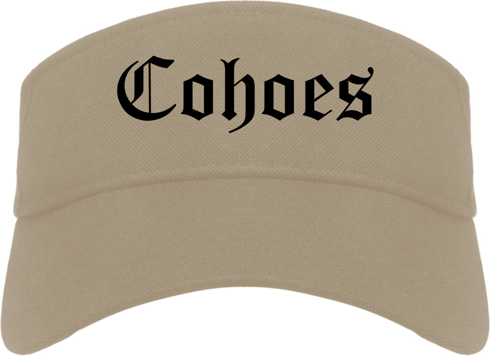 Cohoes New York NY Old English Mens Visor Cap Hat Khaki