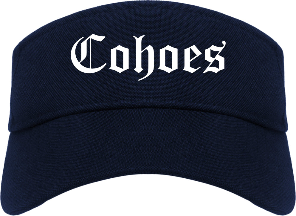 Cohoes New York NY Old English Mens Visor Cap Hat Navy Blue