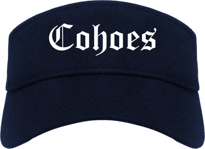 Cohoes New York NY Old English Mens Visor Cap Hat Navy Blue
