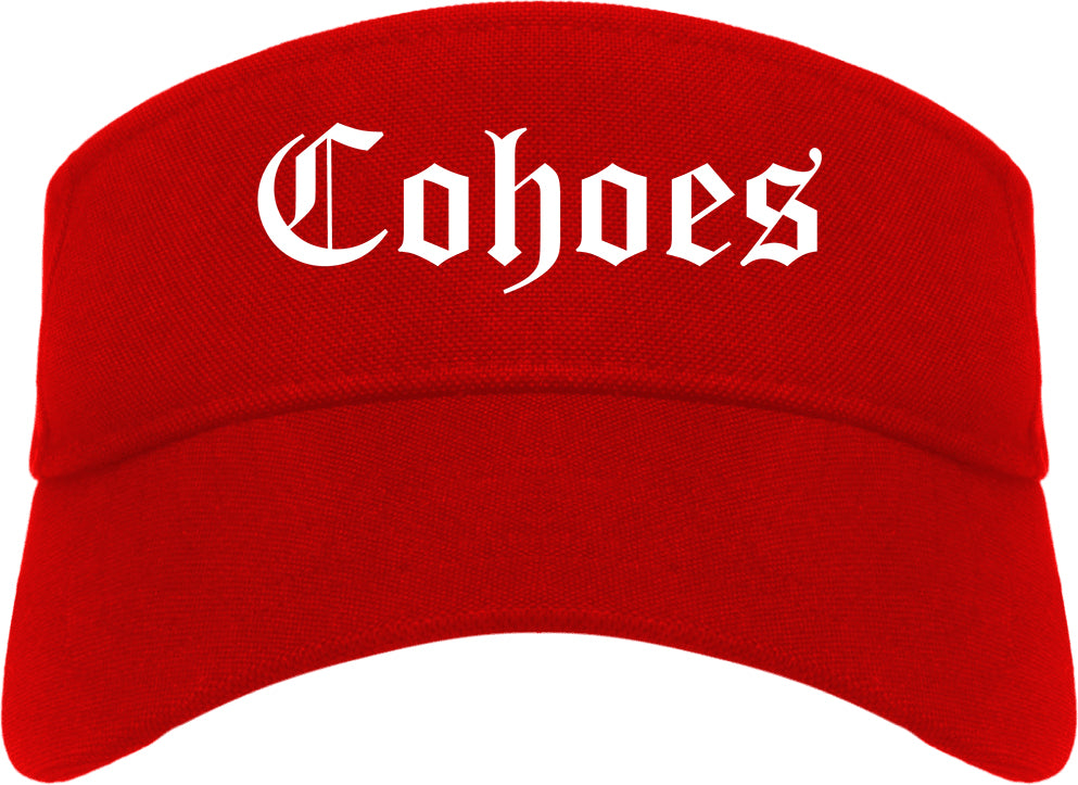 Cohoes New York NY Old English Mens Visor Cap Hat Red