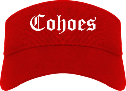 Cohoes New York NY Old English Mens Visor Cap Hat Red
