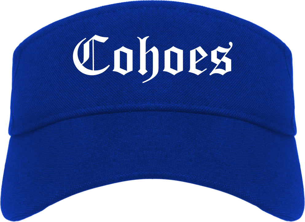 Cohoes New York NY Old English Mens Visor Cap Hat Royal Blue