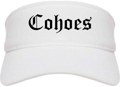 Cohoes New York NY Old English Mens Visor Cap Hat White
