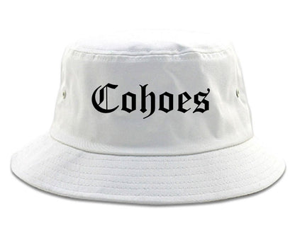 Cohoes New York NY Old English Mens Bucket Hat White