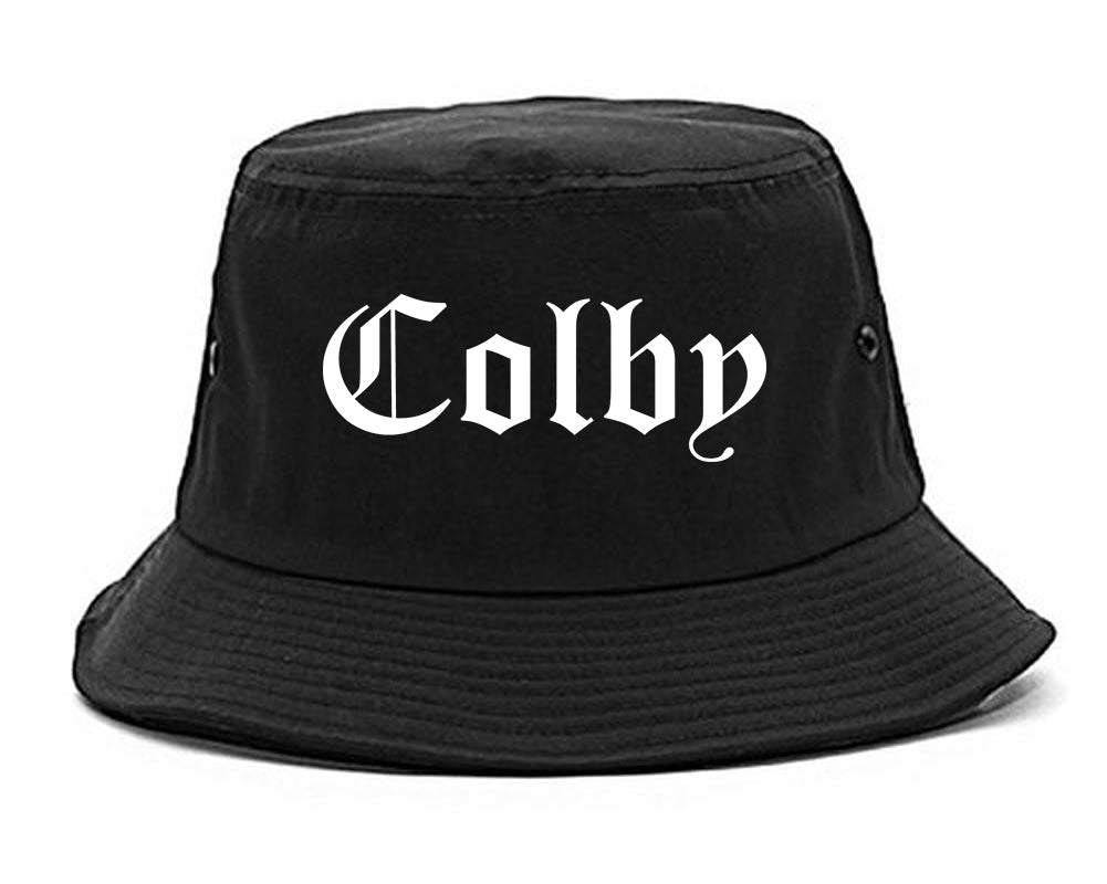Colby Kansas KS Old English Mens Bucket Hat Black