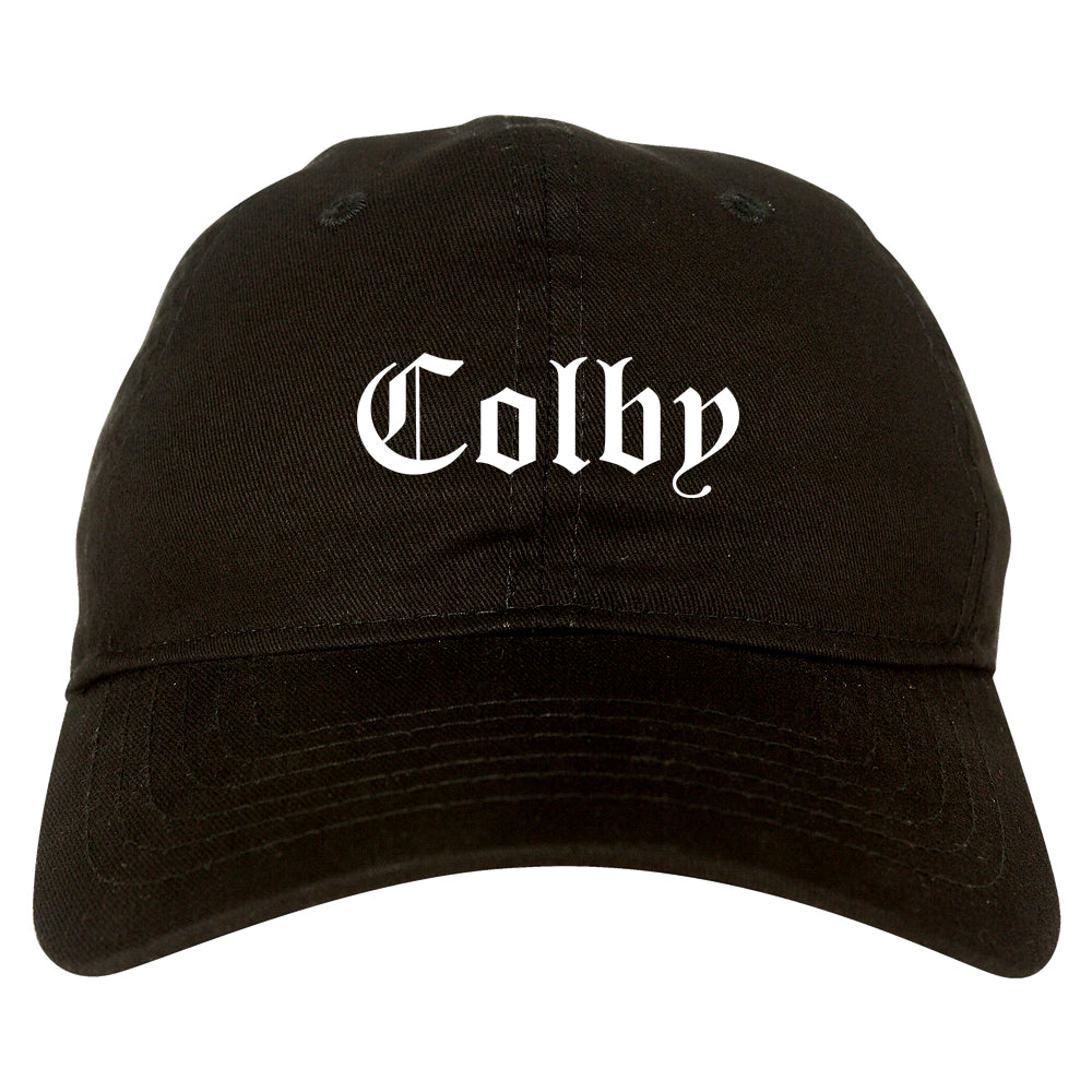 Colby Kansas KS Old English Mens Dad Hat Baseball Cap Black