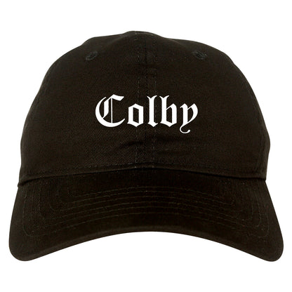 Colby Kansas KS Old English Mens Dad Hat Baseball Cap Black