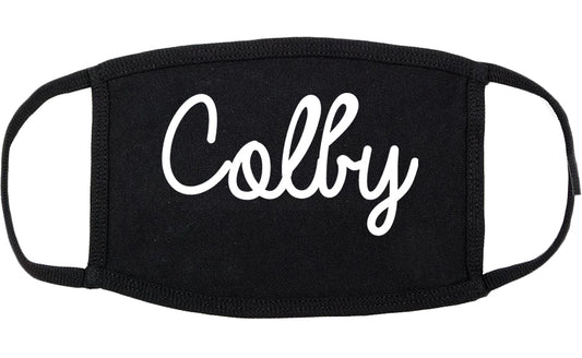 Colby Kansas KS Script Cotton Face Mask Black