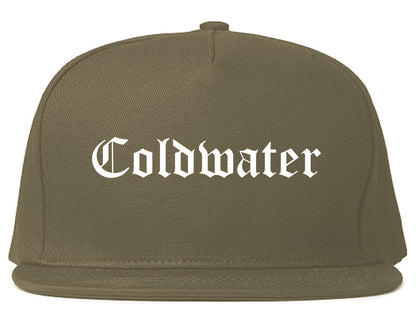 Coldwater Michigan MI Old English Mens Snapback Hat Grey