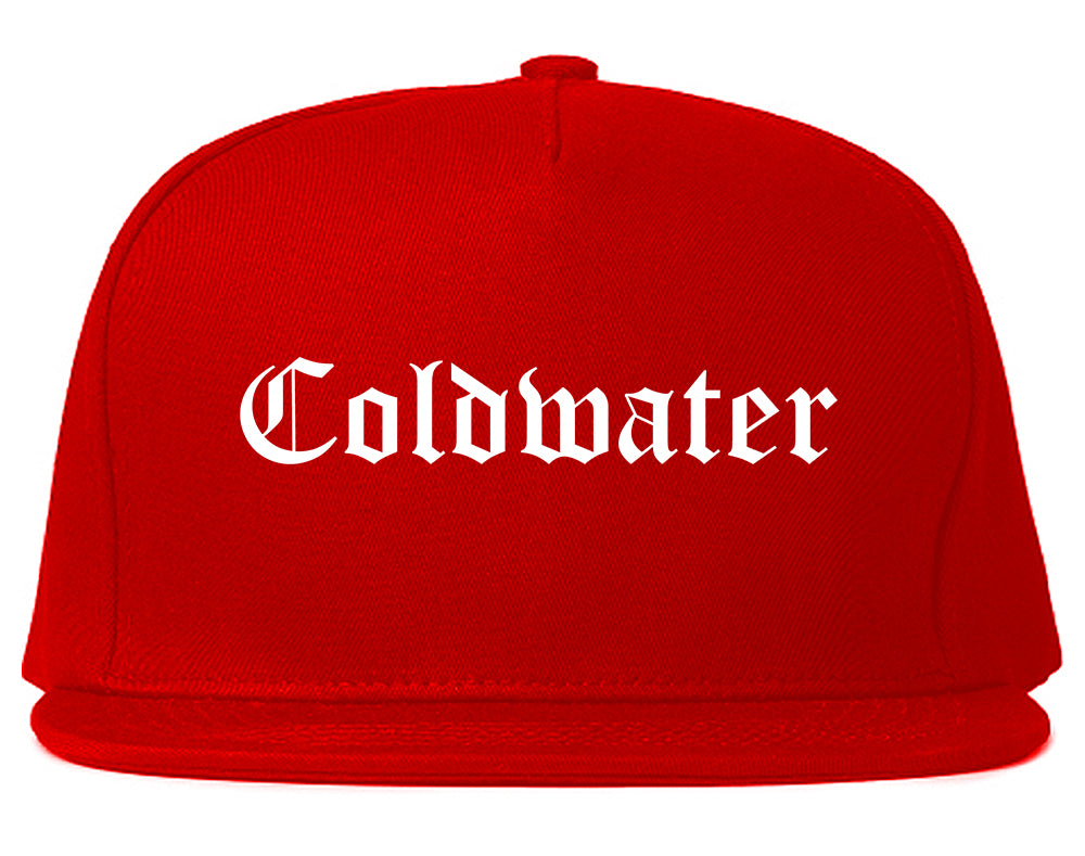 Coldwater Michigan MI Old English Mens Snapback Hat Red