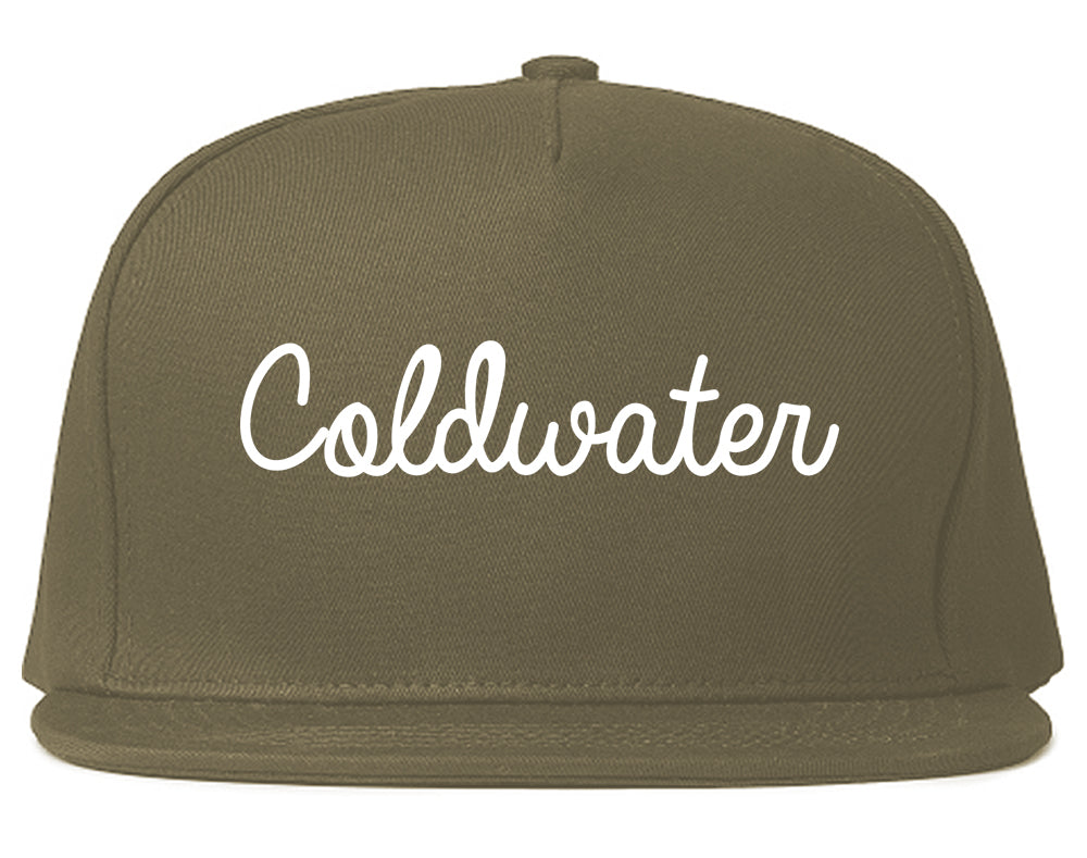 Coldwater Michigan MI Script Mens Snapback Hat Grey