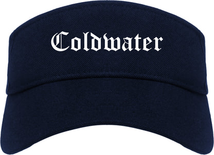Coldwater Michigan MI Old English Mens Visor Cap Hat Navy Blue