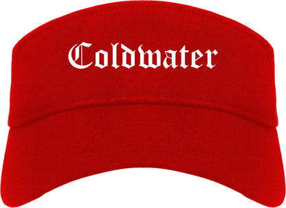 Coldwater Michigan MI Old English Mens Visor Cap Hat Red