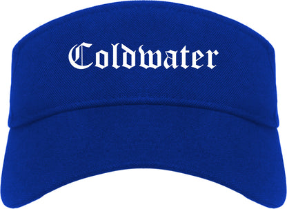 Coldwater Michigan MI Old English Mens Visor Cap Hat Royal Blue