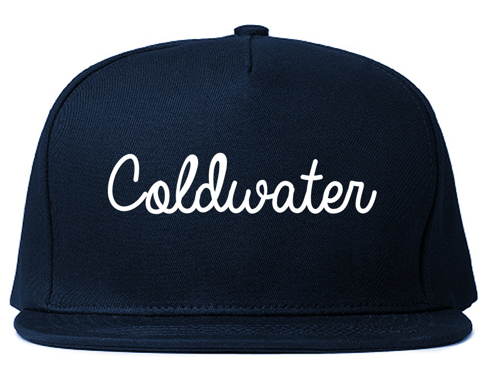 Coldwater Ohio OH Script Mens Snapback Hat Navy Blue