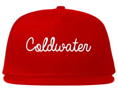 Coldwater Ohio OH Script Mens Snapback Hat Red