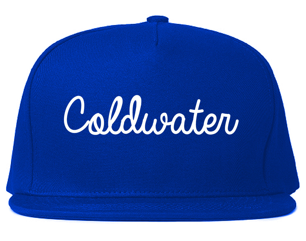 Coldwater Ohio OH Script Mens Snapback Hat Royal Blue