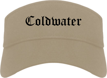 Coldwater Ohio OH Old English Mens Visor Cap Hat Khaki