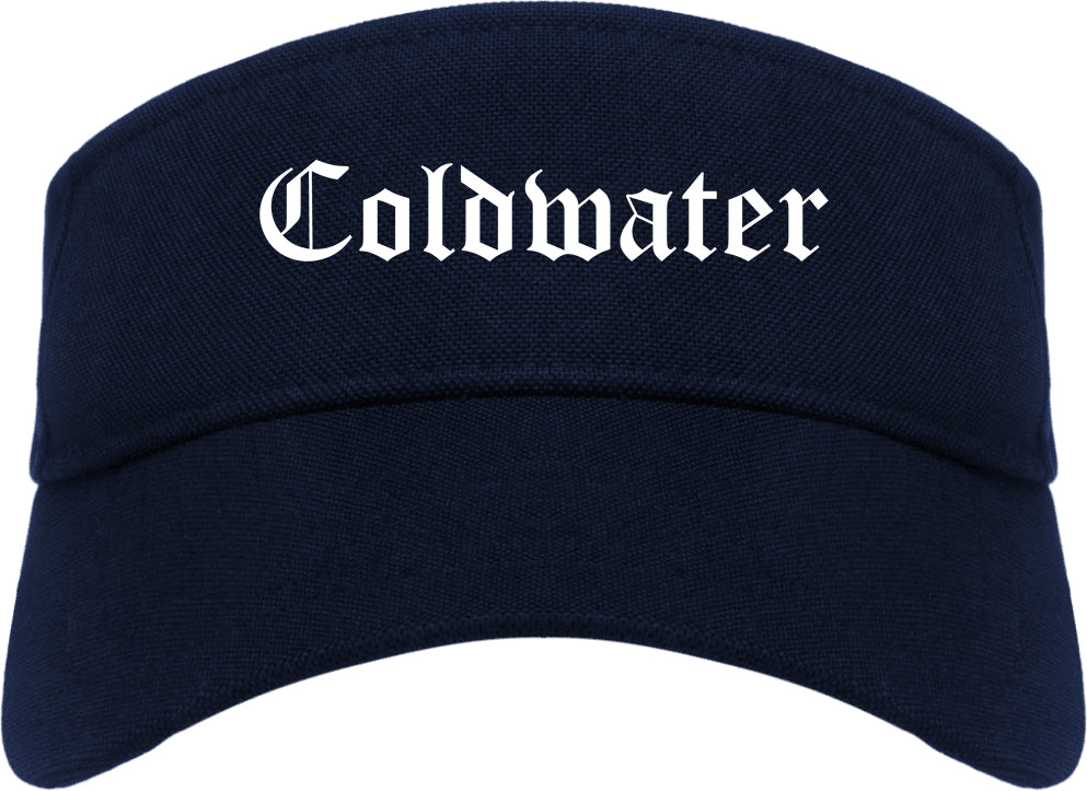 Coldwater Ohio OH Old English Mens Visor Cap Hat Navy Blue