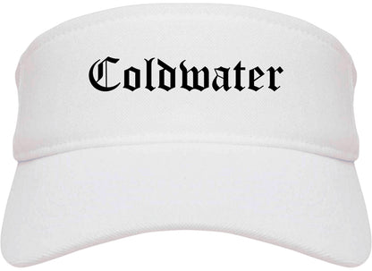 Coldwater Ohio OH Old English Mens Visor Cap Hat White