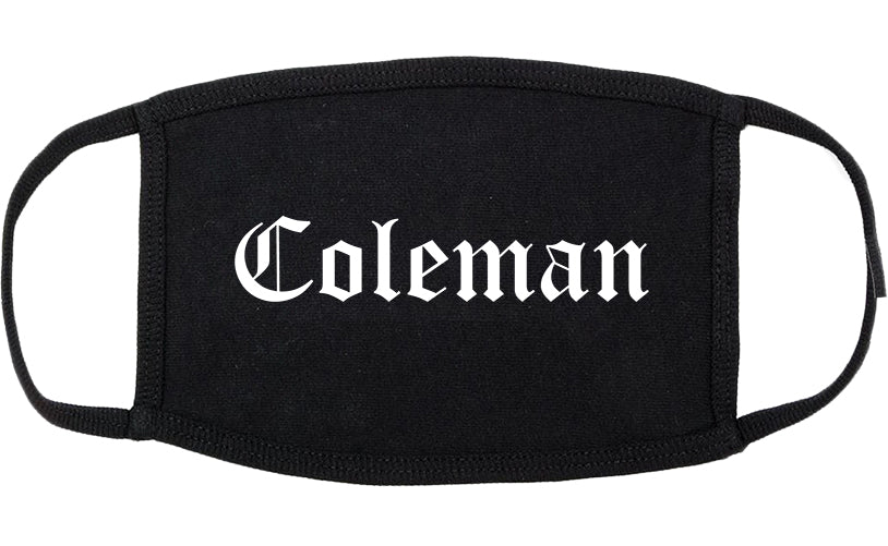 Coleman Texas TX Old English Cotton Face Mask Black