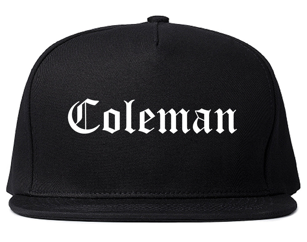 Coleman Texas TX Old English Mens Snapback Hat Black