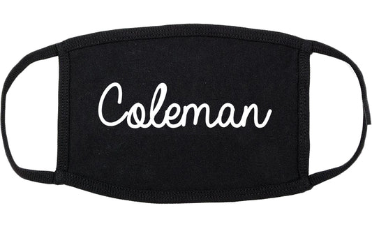 Coleman Texas TX Script Cotton Face Mask Black