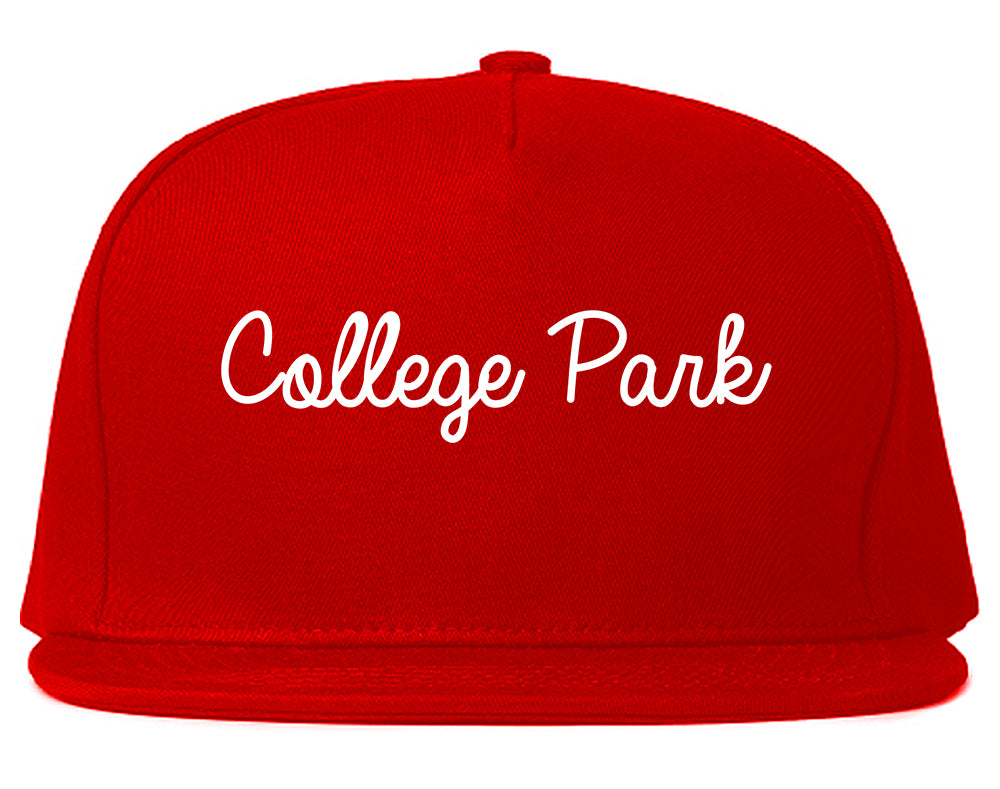 College Park Georgia GA Script Mens Snapback Hat Red