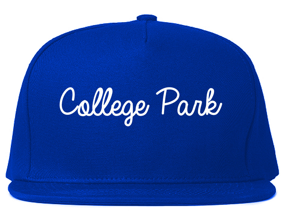 College Park Georgia GA Script Mens Snapback Hat Royal Blue