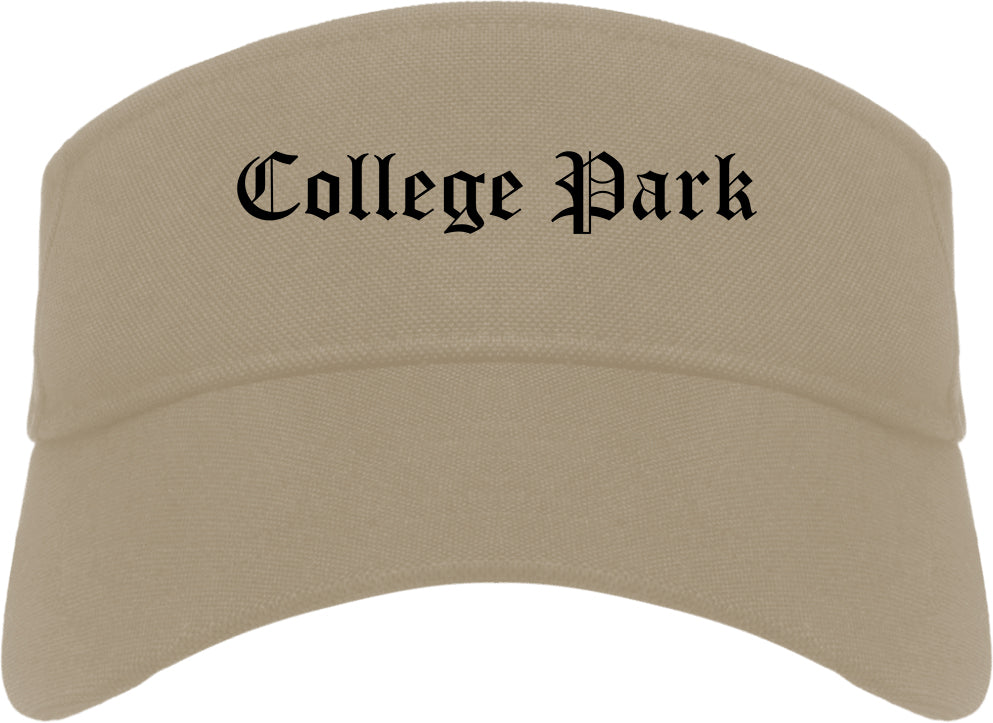 College Park Georgia GA Old English Mens Visor Cap Hat Khaki