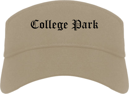 College Park Georgia GA Old English Mens Visor Cap Hat Khaki