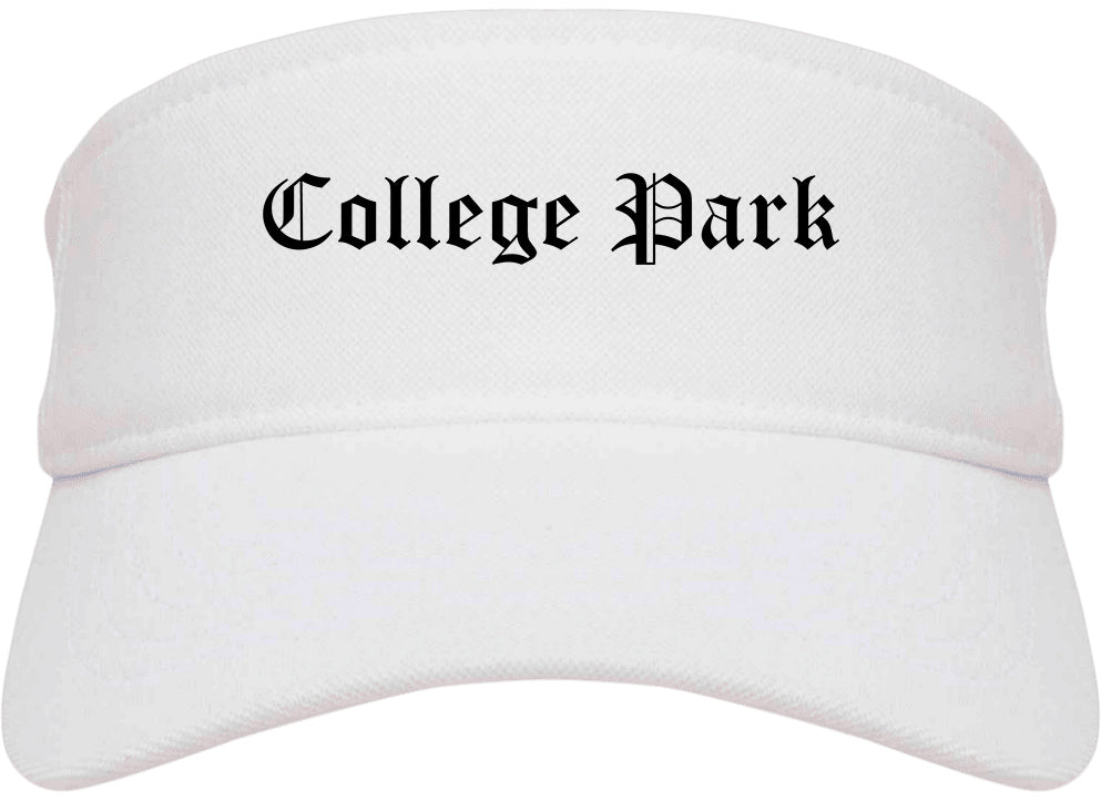 College Park Georgia GA Old English Mens Visor Cap Hat White