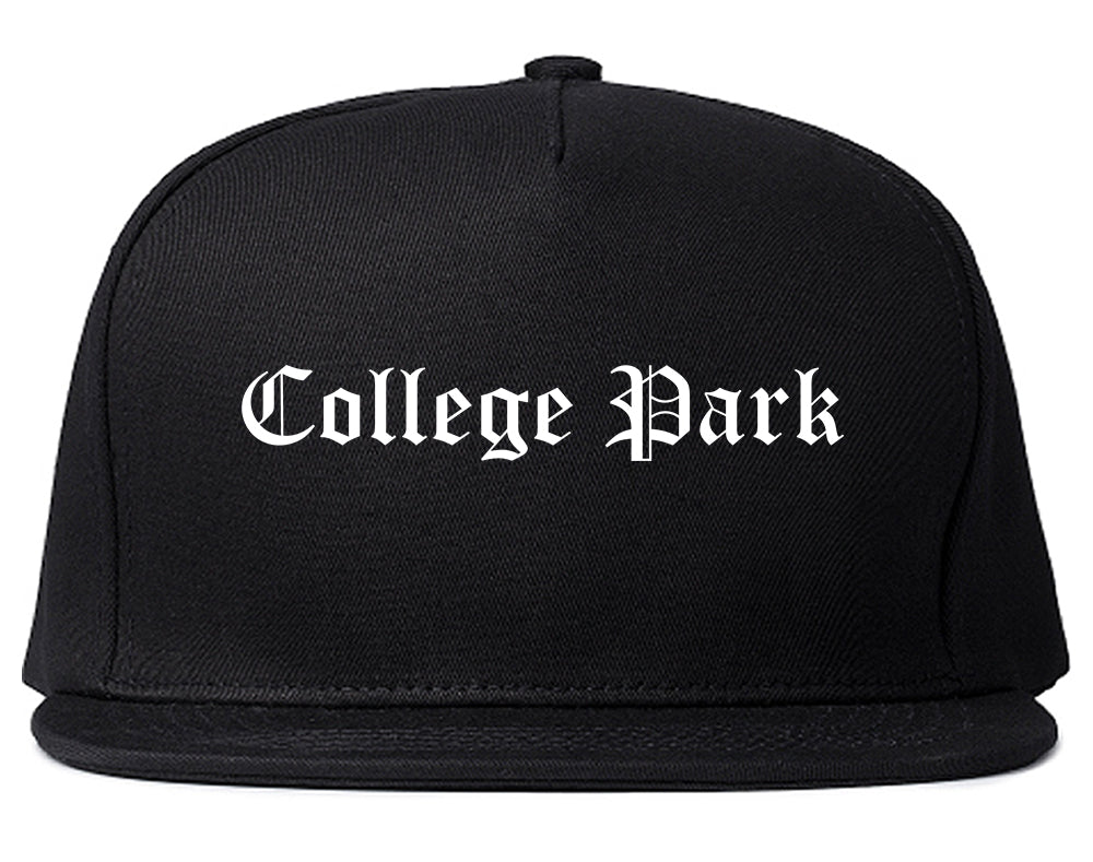 College Park Maryland MD Old English Mens Snapback Hat Black