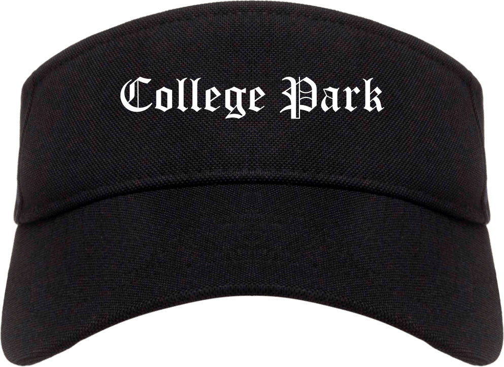 College Park Maryland MD Old English Mens Visor Cap Hat Black