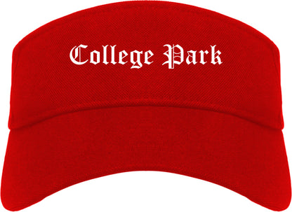College Park Maryland MD Old English Mens Visor Cap Hat Red