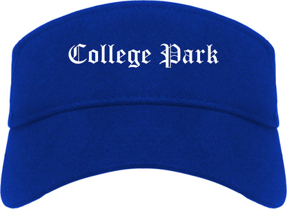 College Park Maryland MD Old English Mens Visor Cap Hat Royal Blue