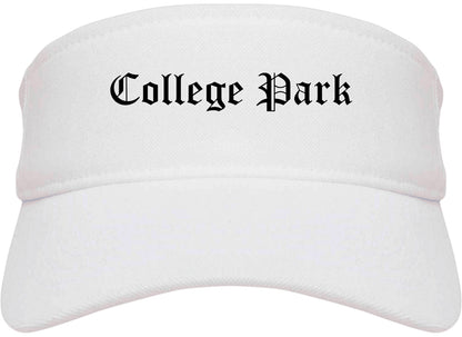 College Park Maryland MD Old English Mens Visor Cap Hat White