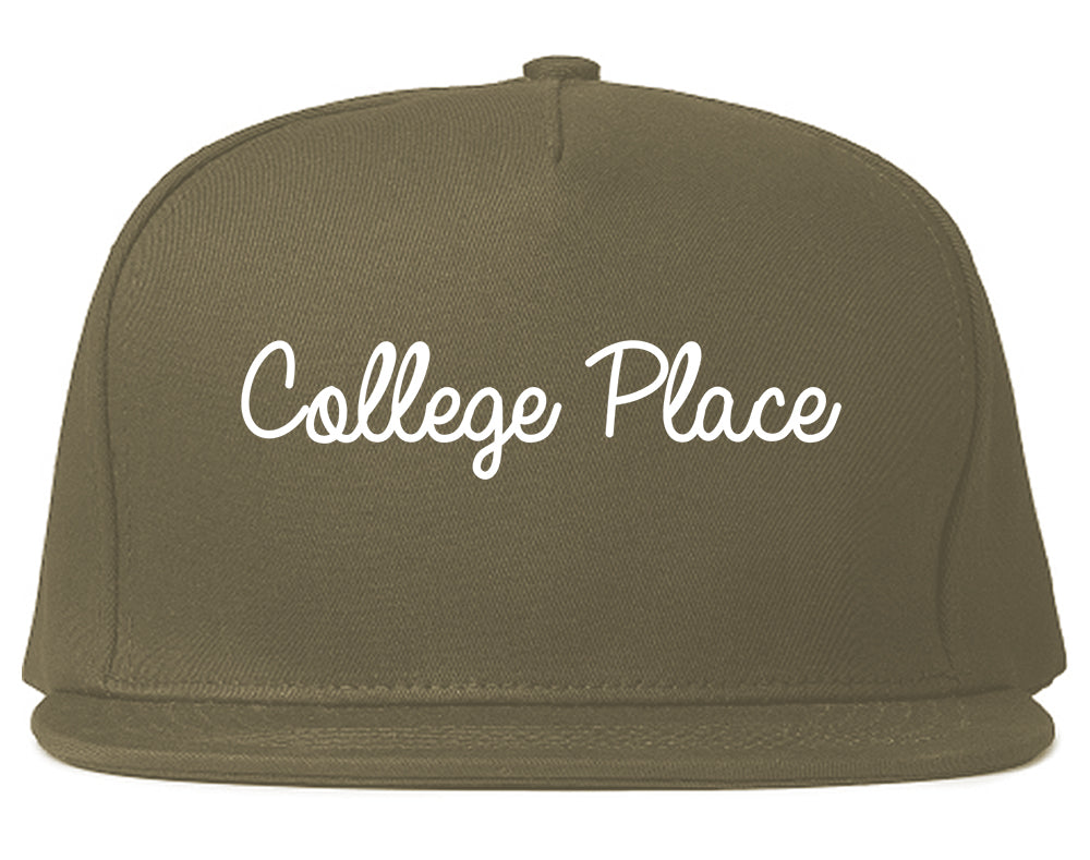 College Place Washington WA Script Mens Snapback Hat Grey