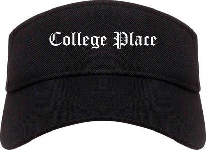 College Place Washington WA Old English Mens Visor Cap Hat Black