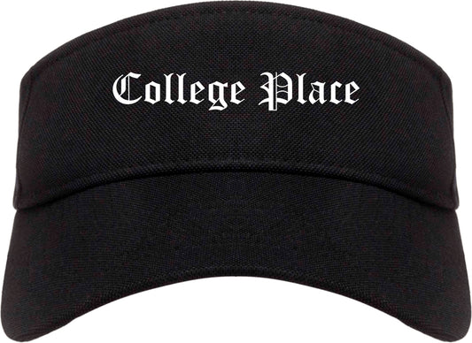 College Place Washington WA Old English Mens Visor Cap Hat Black