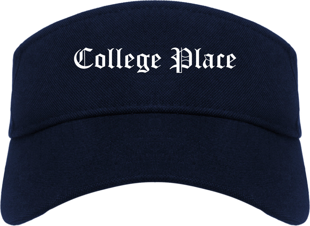 College Place Washington WA Old English Mens Visor Cap Hat Navy Blue