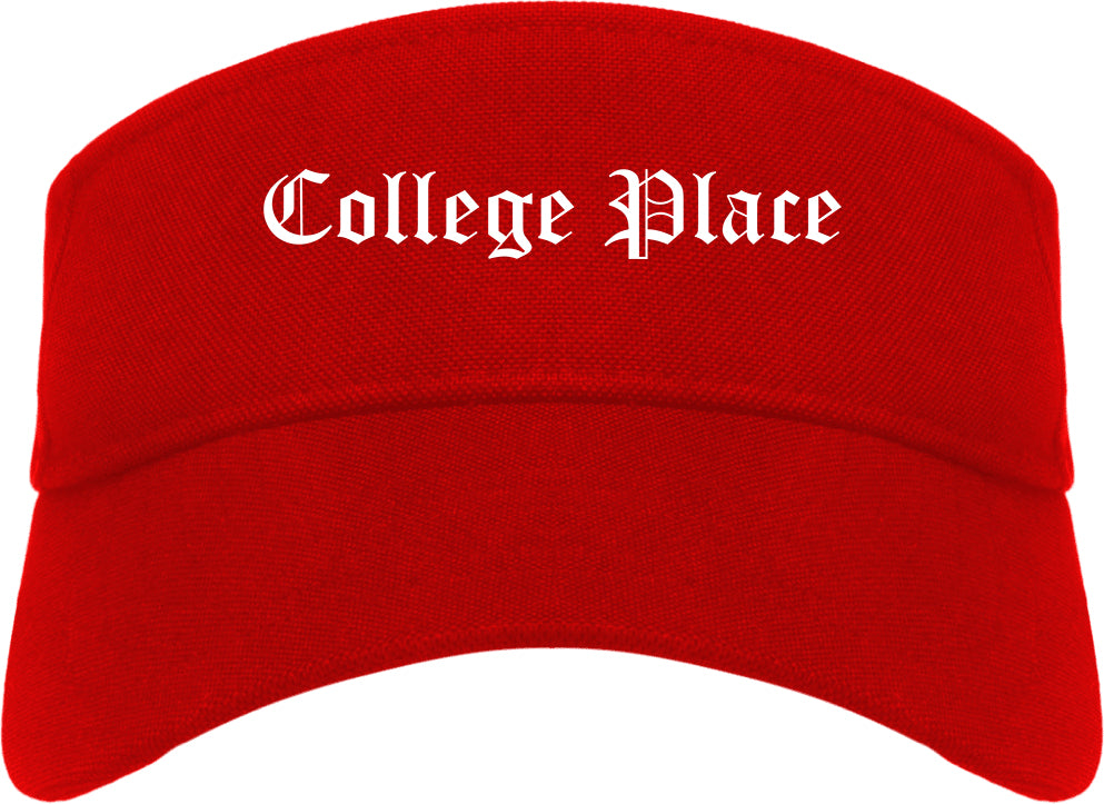 College Place Washington WA Old English Mens Visor Cap Hat Red