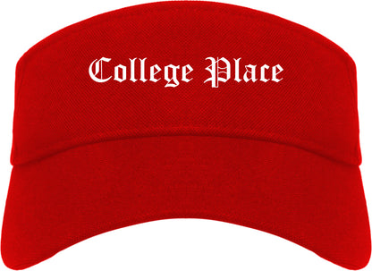 College Place Washington WA Old English Mens Visor Cap Hat Red