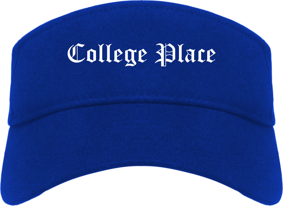 College Place Washington WA Old English Mens Visor Cap Hat Royal Blue
