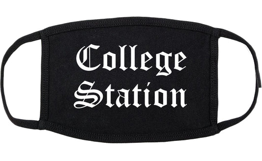 College Station Texas TX Old English Cotton Face Mask Black