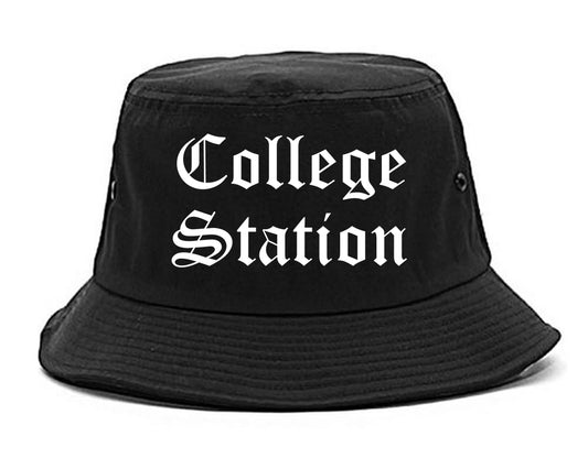 College Station Texas TX Old English Mens Bucket Hat Black