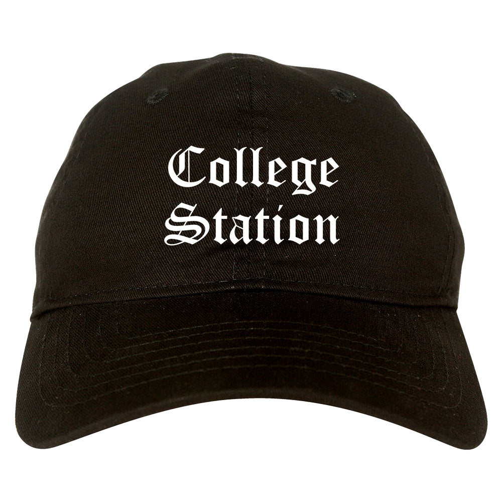 College Station Texas TX Old English Mens Dad Hat Baseball Cap Black