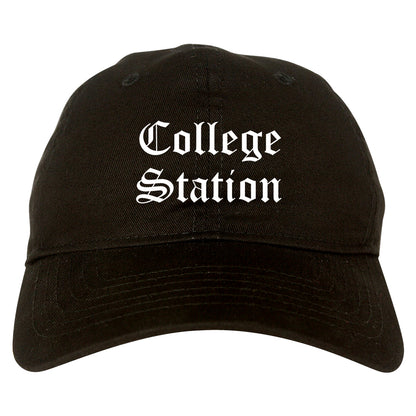 College Station Texas TX Old English Mens Dad Hat Baseball Cap Black